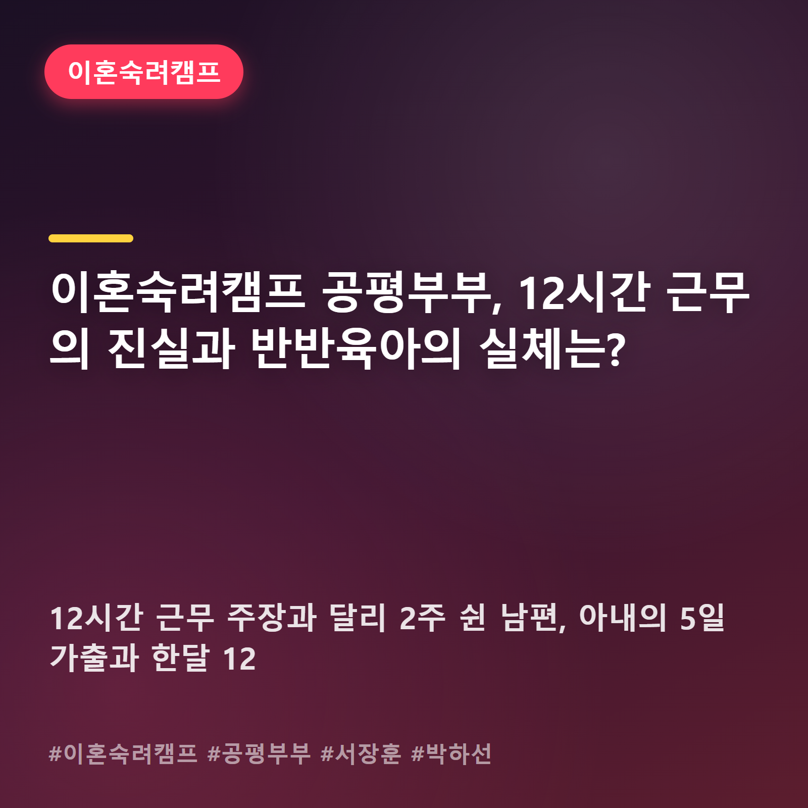 "12시간 일했다더니 2주를 쉬었다" 공평부부 가사조사가 발칵 뒤집힌 이유